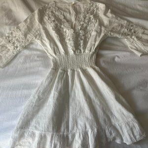 White Mini Half Sleeve Dress